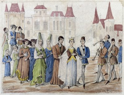 Landsbybryllup under Charles V - Gravering 1800-tallet. av French School