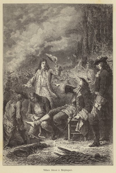 Villars skader Malplaquet (gravering) av French School