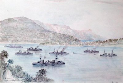 Villefranche (akvarell på papir) av French School