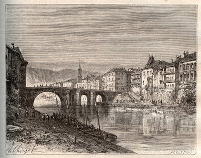 Villeneuve-sur-Lot (Villeneuve sur Lot) - department of Lot-et-Garonne - engraving in “La France illustree: geography, history, statistical administration” by V.-A. Malt-Brown. 1884 av French School