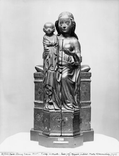 Virgin (som åpner) lukket, tidlig på 1400-tallet (polykromt tre) (se også 207735) av French School