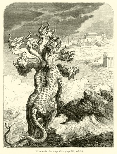 Vision de la bete a sept tetes (gravering) av French School