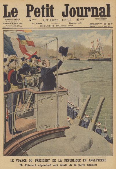 Besøk av Frankrikes president til Storbritannia (farge litho) av French School