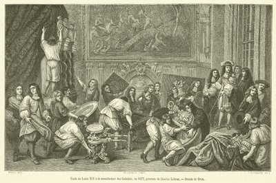 Besøk av Louis XIV til Manufacture des Gobelins, i 1677 (gravering) av French School