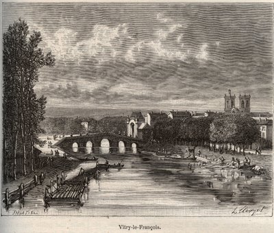 Vitry-le-Francois (Vitry le Francois) avdeling i Marne - gravering i "La France illustree: geografi, historie, statistisk administrasjon" av V.A. Malt-brun. 1884 av French School