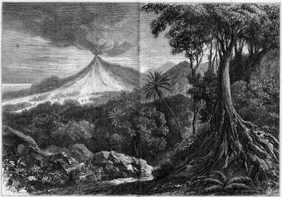 Vulkanausbruch, Insel La Réunion von French School