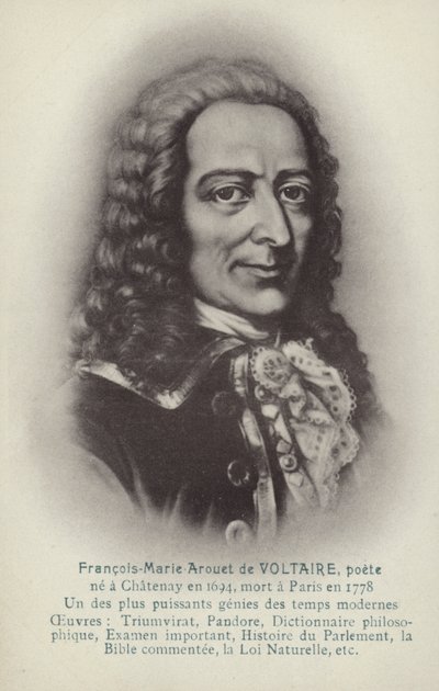 Voltaire (1694–1778), fransk forfatter, filosof og dramatiker (litografi) av French School