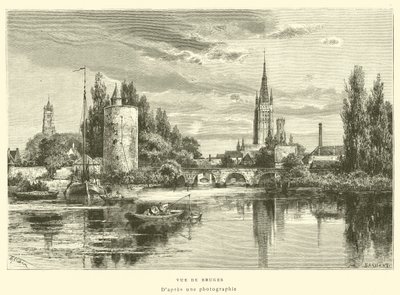 Utsikt over Brugge (gravering) av French School