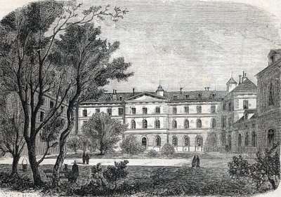 “Utsikt over Pietie Hospital i Paris” av French School
