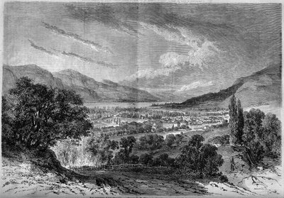 Utsikt over byen Aix les Bains (Aix-les-Bains), Savoie (73) av French School