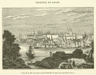 Utsikt over byen Casan før brannen i september 1842 (gravering) av French School