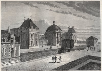 Utsikt over Chateau Royal de Monceaux - gravering fra "" Frankrikes historie fortalt til mine barnebarn"" - av Francois Guizot - 1872-1876 av French School