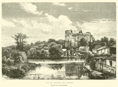 Utsikt over Chateau de Clisson (gravering) av French School