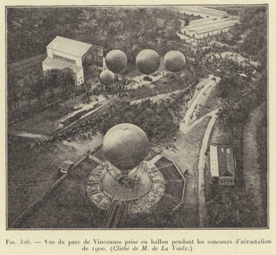 Utsikt over Parc de Vincennes tatt fra en ballong under ballongkonkurransene i 1900 av French School