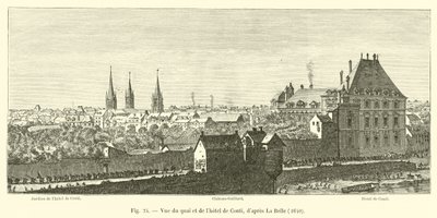 Utsikt over kaien og Hotel de Conti, etter La Belle, 1640 av French School