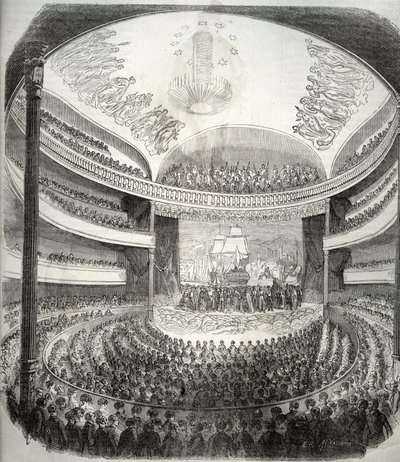 Utsikt over teateret rue du Chateau d'eau tidligere rue Neuve-Saint-Nicolas - (tidligere kafé-konsert og teater, blir suksessivt kalt "" Konsert på 1800-tallet", "" Eden-Comedie", "" New-Theatre du Chateau water& av French School