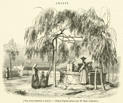 Ansicht eines Brunnens in Amalfi von French School