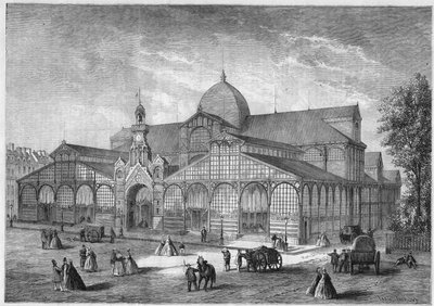 Vue exterieure du marche du Temple a Paris av French School