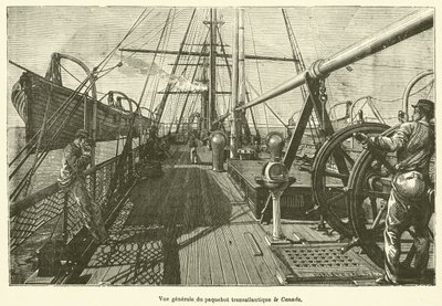 Generell oversikt over den transatlantiske rutebåten Canada (gravering) av French School