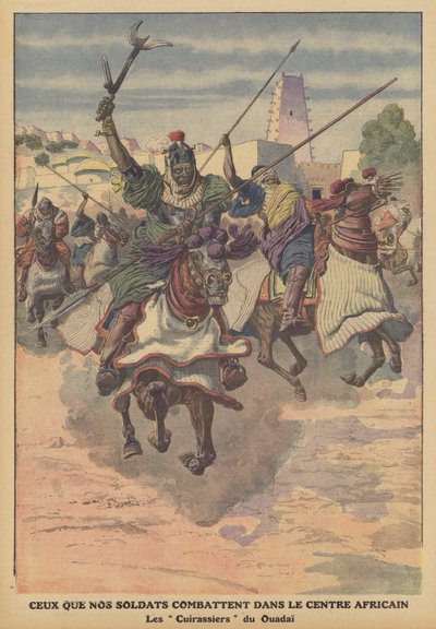 Wadai-kavaleri i Sentral-Afrika (farge litho) av French School