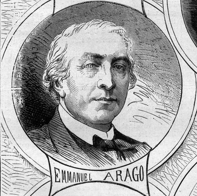 Krigen i 1870 - regjeringen for det nasjonale forsvaret: portrett av Emmanuel Arago (1812-1896), medlem av den provisoriske regjeringen i 1870. Gravering i "" Le Monde Illustré"" nr. 706 av 22. oktober av French School