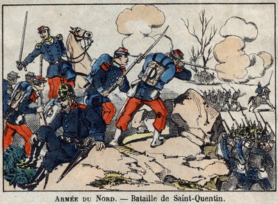 Krigen i 1870 mellom Frankrike og Preussen: Slaget ved Saint Quentin i januar 1871. Bilde av Epinal. av French School