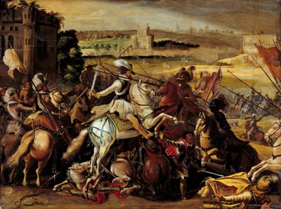 Religionskrig: "" Henri IV i slaget ved Arques (21. september av French School