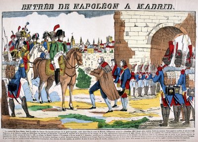 War of the Peninsula (1807-1814) - The entry of Napoleon I to Madrid on 2/12/1808. Picture of Epinal av French School