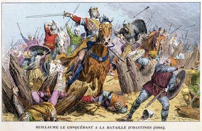 Vilhelm Erobreren i slaget ved Hastings av French School