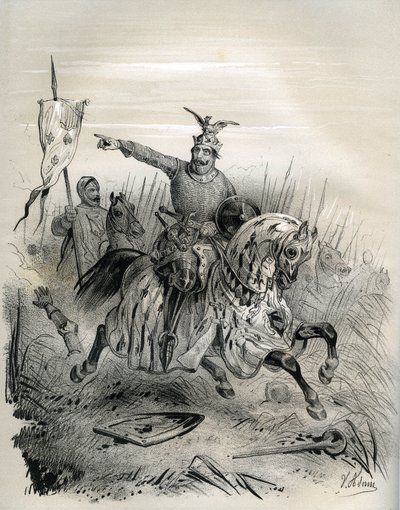 Vilhelm Erobreren under angrepet og fangsten av Mantes i juli 1087, illustrasjon fra 