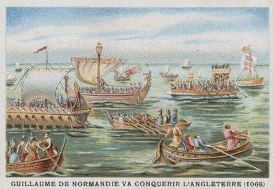 Vilhelm Erobreren på vei for å erobre England, 1066 av French School