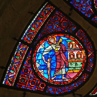 Window Ww som viser St Peter med nøkkelen til himmelen av French School