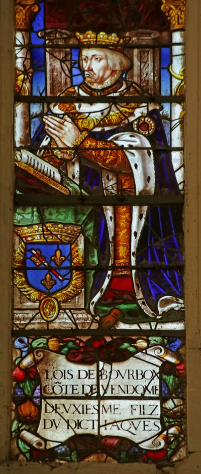 Vindu som viser Louis de Bourbon-Vendome (farget glass) av French School