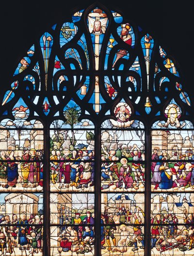 Vindu som viser scener fra St. Stephens og St. Lawrences liv, fra Chapelle Bonne-Mort av French School