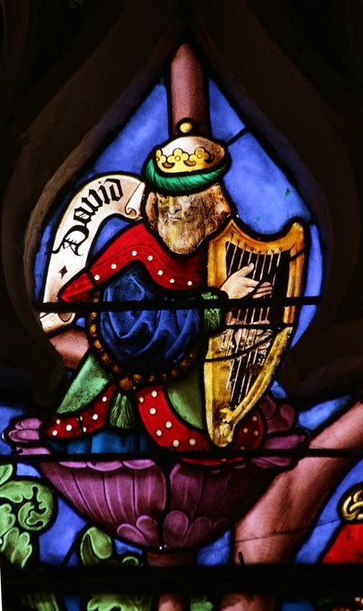 Vindu som viser Tree of Jesse: David with Harp av French School