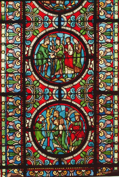 Vindu som viser scener fra St. Maurices liv, 1100-1200-tallet av French School