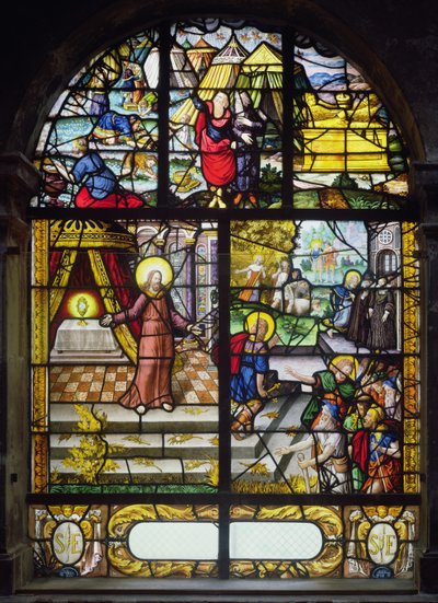 Vindu som viser samlingen av Manna, 1612-22 av French School