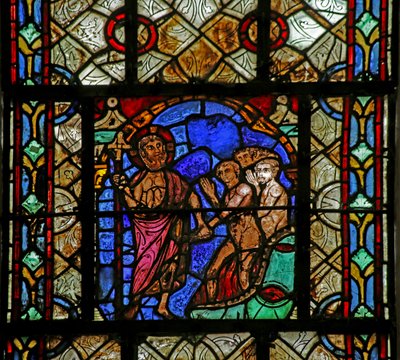 Vindu som viser Harrowing of Hell av French School