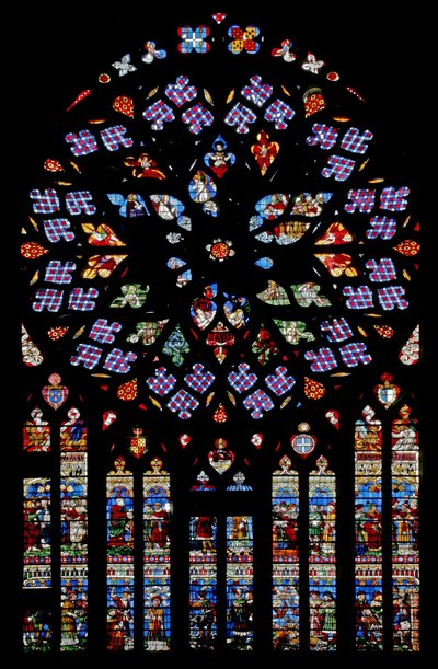 Vindu som viser den siste dommen med St. Stephens liv nedenfor av French School