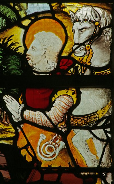 Vindu som viser visjonen til St Eustache, detalj av 2921629 av French School