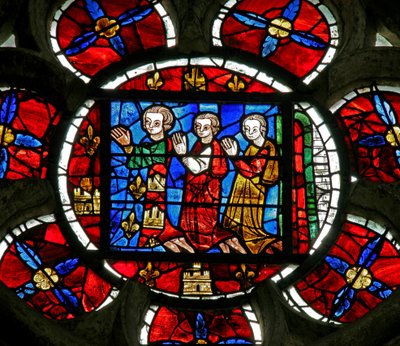 Vindu n3 som viser en giver - Alphonse de Poitiers og ?familie av French School