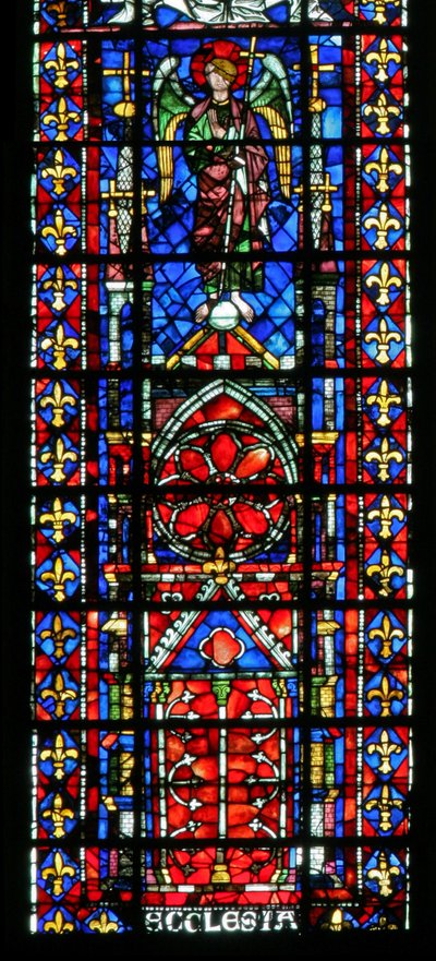Vindu w100 som viser kirkekatedralen i Reims av French School