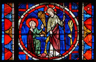 Vindu w109 som viser Maria Magdalena med Kristus i oppstandelsens hage av French School