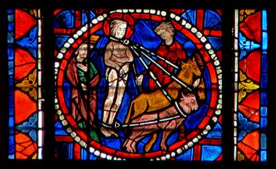 Vindu w109 som viser martyrdøden til St. Lucy av French School