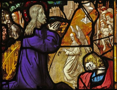 Vindu w10 som viser Kristus i Getsemane av French School
