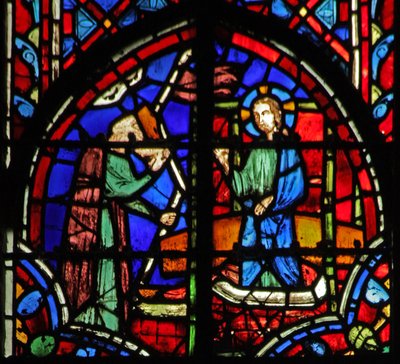 Window w11 Judas datter drikker Guds vredes vin. Lam I 15 av French School
