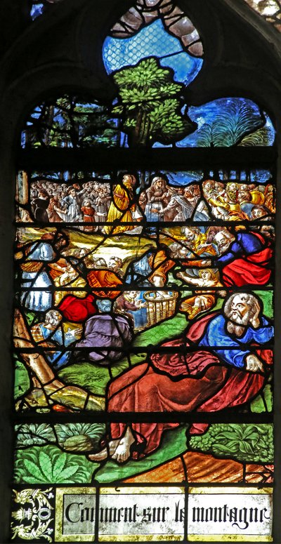 Vindu w12 som viser en detalj fra Miracle of the Feeding of the 5000 av French School