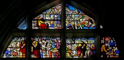 Vindu w130 som viser scener fra Det gamle testamente av French School