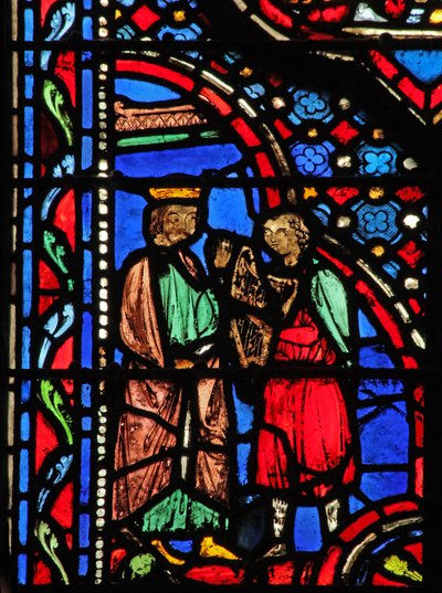 Window w14 David spiller harpe for Saul I Sam XVI 23 av French School