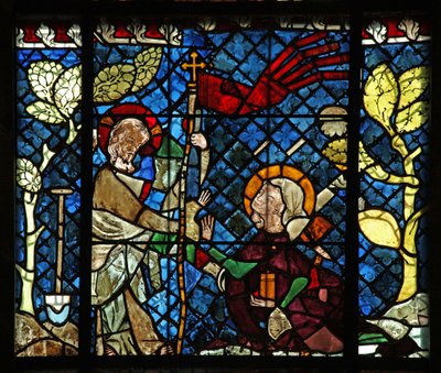 Vindu w14 som viser en oppstandelsesscene: Noli Me Tangere av French School